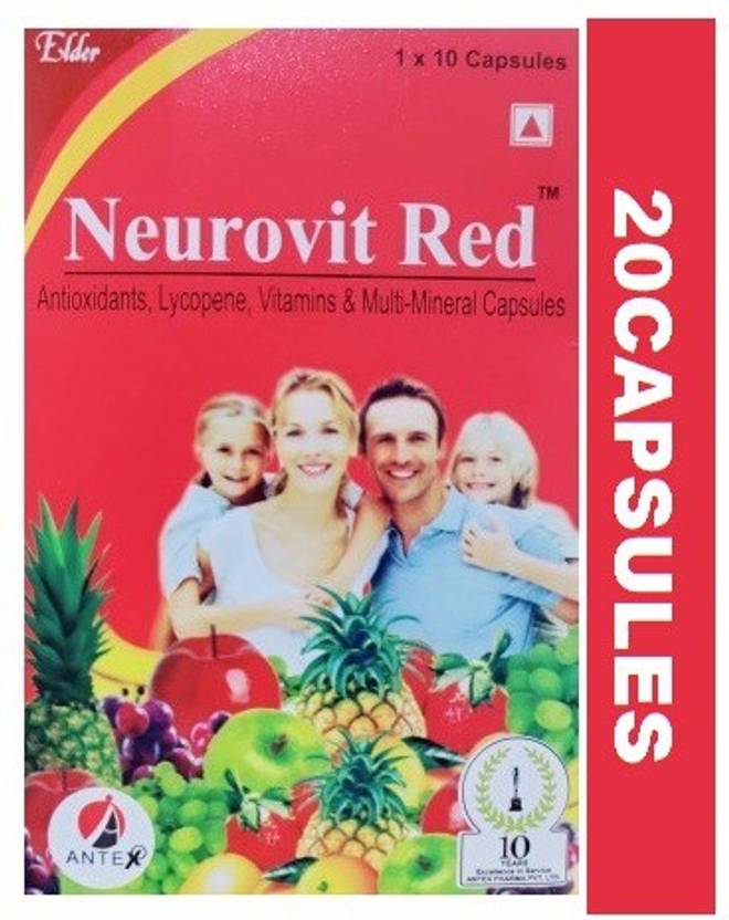 NEUROVIT RED MULTIVITAMIN CAPSULE WITH LYCOPENE (2*10CAPSULES) Price in