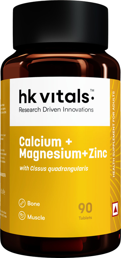 hk vitals Calcium Magnesium & Zinc | With Vitamin D3, Calcium Supplement(90 Tablets)