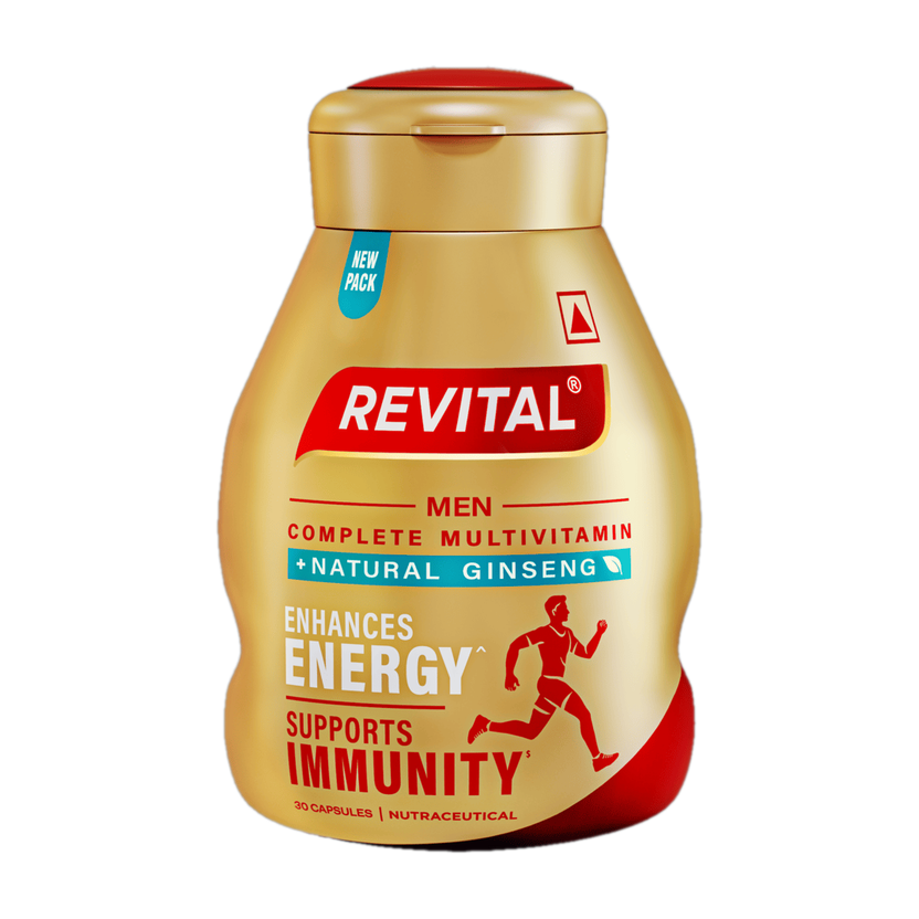 Revital H Multivitamin For Men With Natural Ginseng, 10 Vitamins & 9 Minerals(30 Capsules)