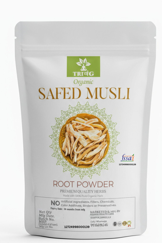 Trivang Safed Musli Powder | Natural Ayurvedic Support for Vitality & Energy Booster(100 g)