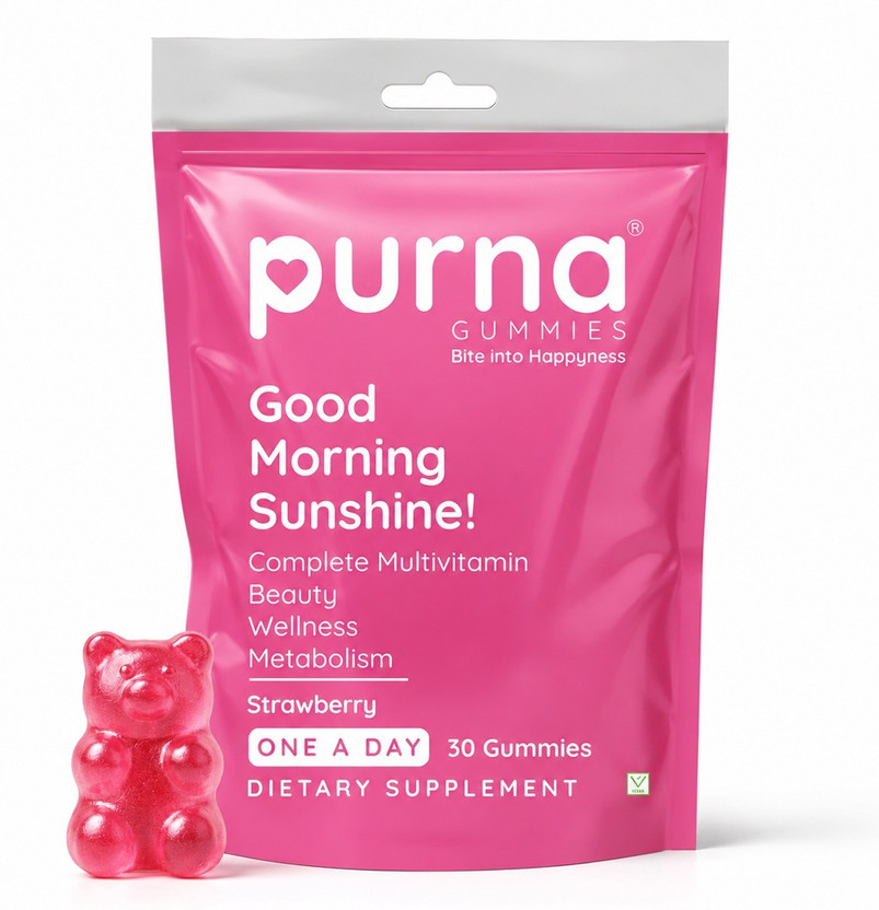 Purna Gummies Women's Immunity Multivitamin Strawberry Gummies - Vitamins A, C, D, E, B12(30)