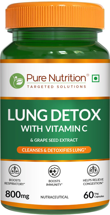 Pure Nutrition Lung Detox with Nettle & Vasaka Leaf for Cleansing Lungs & Immune Defence(60 Capsules)