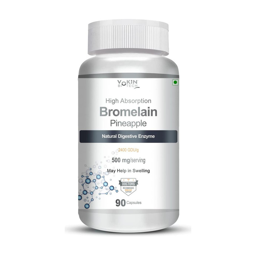 Vokin Biotech Bromelain Pineapple Natural Digestive Enzyme | Help in Swelling(90 Capsules)