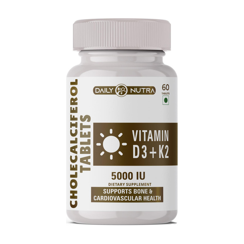 DAILY NUTRA Vitamin D3 5000 Iu with Vitamin K2 as MK7 100Mcg for health & immunity build(60 Tablets)