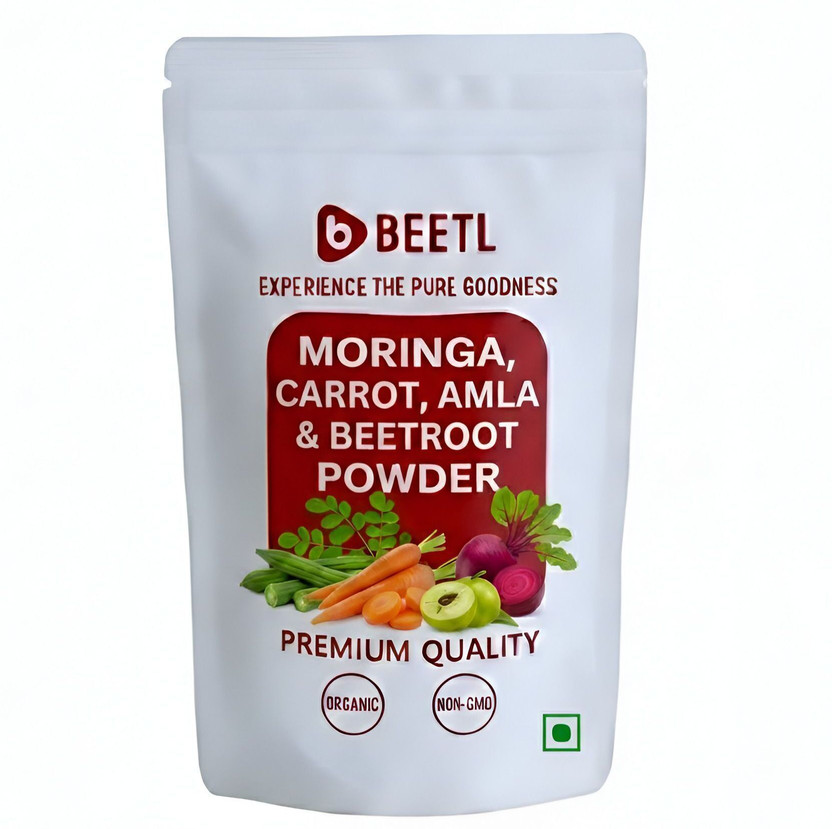 BEETL Premium Organic Moringa, Carrot, Amla & Beetroot Powder - Mix Veg Superfood(100 g)