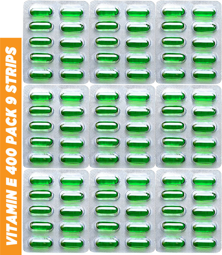 1DAILYFORMULA Vitamin E 400 capsule for Face Pimple Glowing Skin & hair care(9 x 10 Capsules)