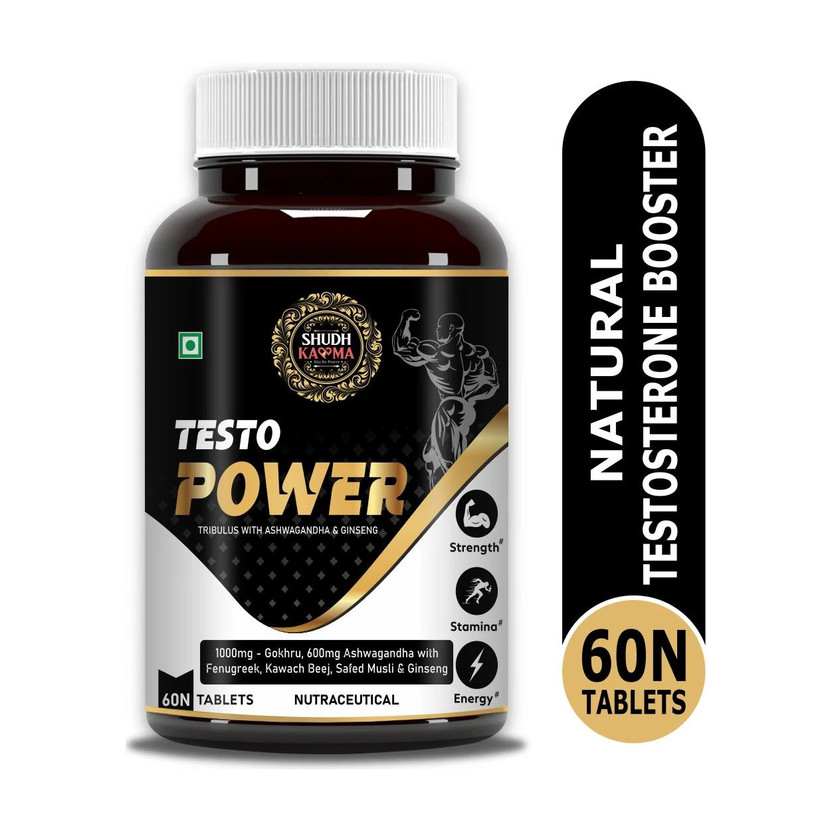 Shudh Kaama Testo Power Natural Testosterone Booster for Men | Strength, Stamina & Endurance(60 Tablets)