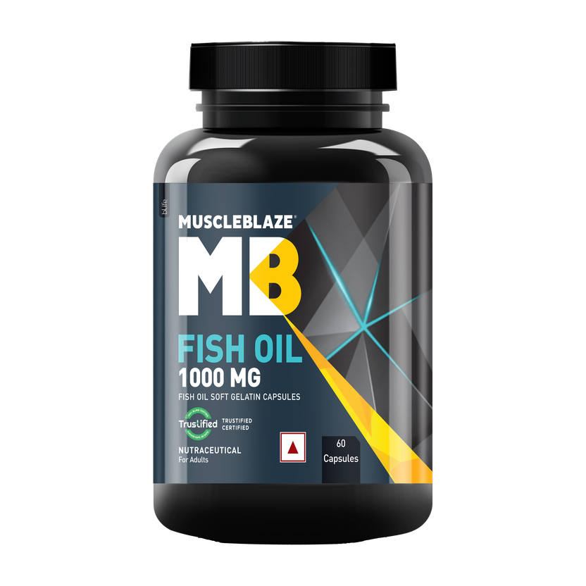 MUSCLEBLAZE Omega 3 Fish Oil 1000 mg with 180 mg EPA and 120 mg DHA(60 Capsules)