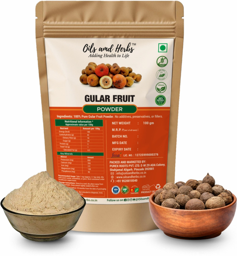 Oils and Herbs Gular Fruit Powder for Wellness | Ficus Racemosa Herbal Fruit 100 g(100 g)