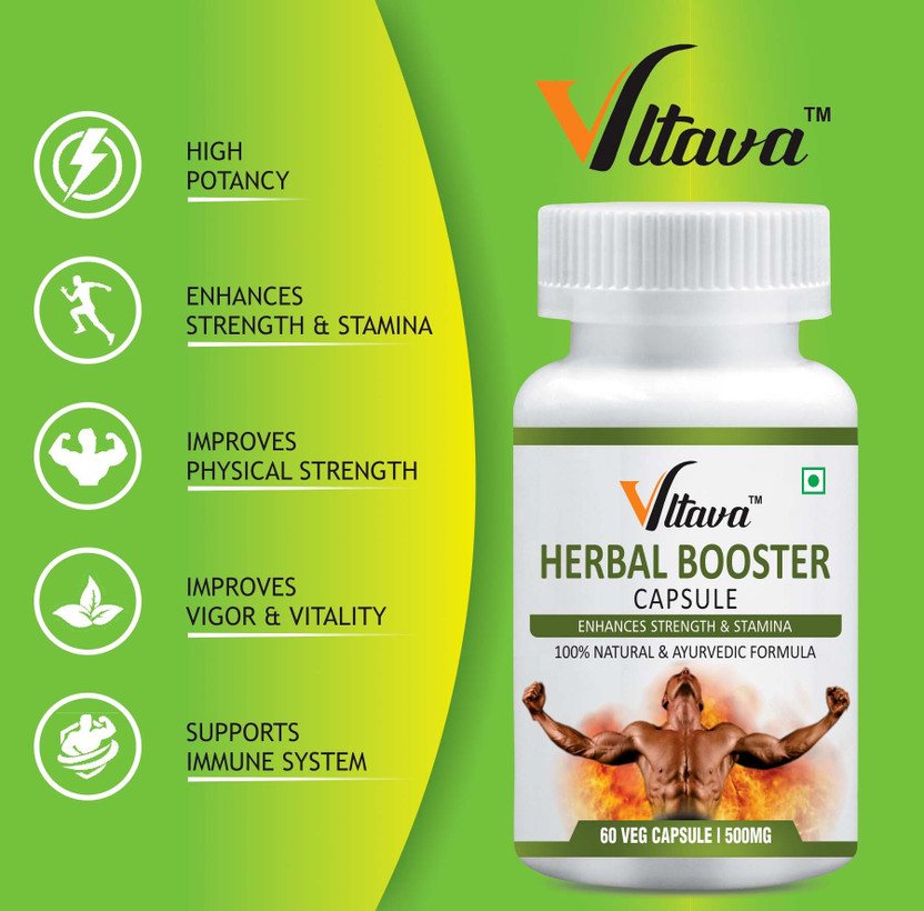 V Vltava Herbal Booster Capsules Boosts Energy Detox & Immune Strength Naturally(60 Capsules)