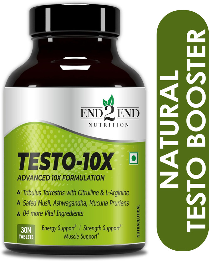 End2End Nutrition Testo-10X Ayurvedic Testosterone Booster with Tribulus, Ashwagandha and Ginseng(30 Tablets)