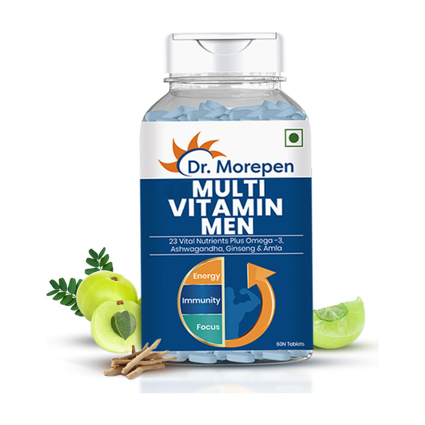 Dr. Morepen Multivitamin for Men with Omega -3 & Ashwagandha |Boost Energy, Immunity & Focus(60 Tablets)
