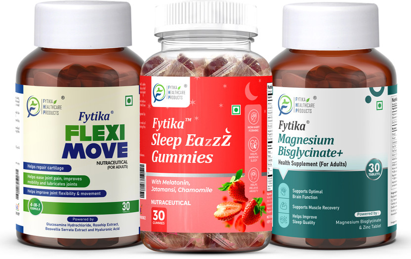 FYTIKA FYTIKA Flexi Move, Sleep Eazzz - Sleep Gummies & Magnesium Bisglycinate+ Combo, 30 Each(3 x 30 No) - Flipkart Deal