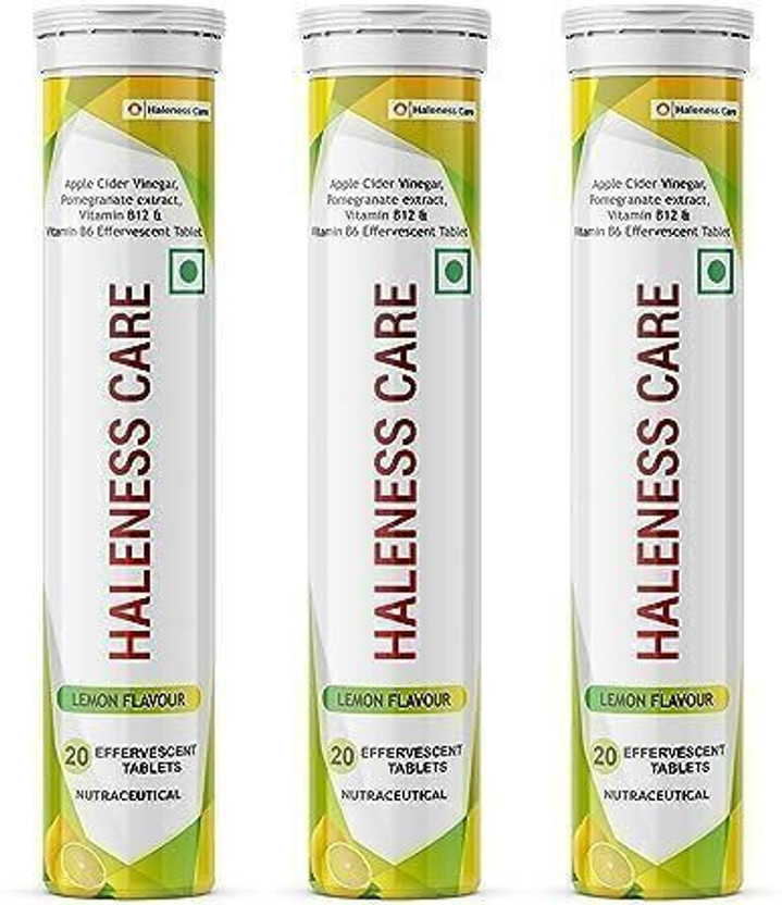 Haleness Care Apple Cider Vinegar Effervescent Tablets | ACV | Weight Management |Pack of 3(3 x 20 Tablets)