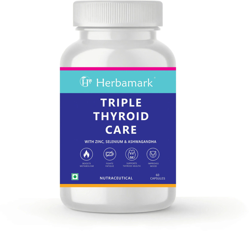 Herbamark Triple Thyroid Care | Ashwagandha - Sea Kelp - L-Tyrosine - Iodine - Vitamin B1(60 Capsules)