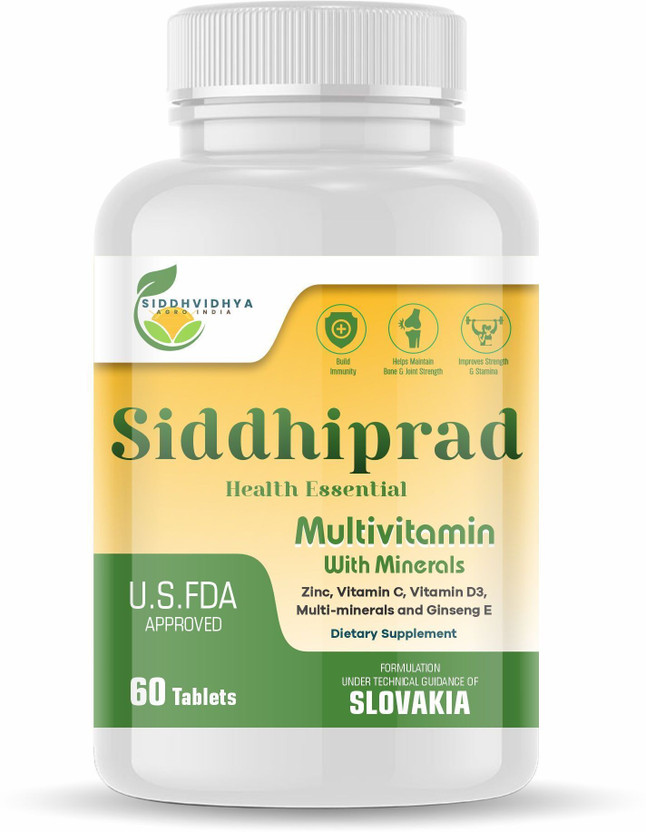 Siddhiprad Multivitamin Tablets for Men & Women Probiotics & Prebiotics, 100% RDA Vitamin C(60 Tablets)