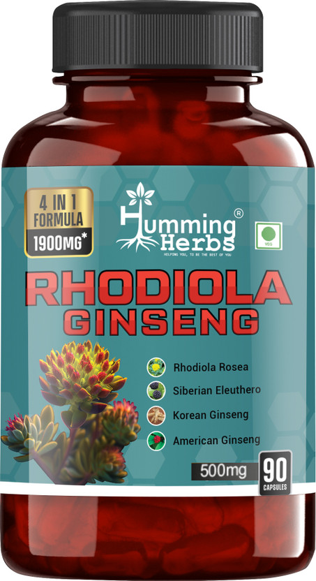 Humming Herbs RHODIOLA GINSENG Adaptogen � Brain Booster, Memory, Energy and Concentration(500 mg)