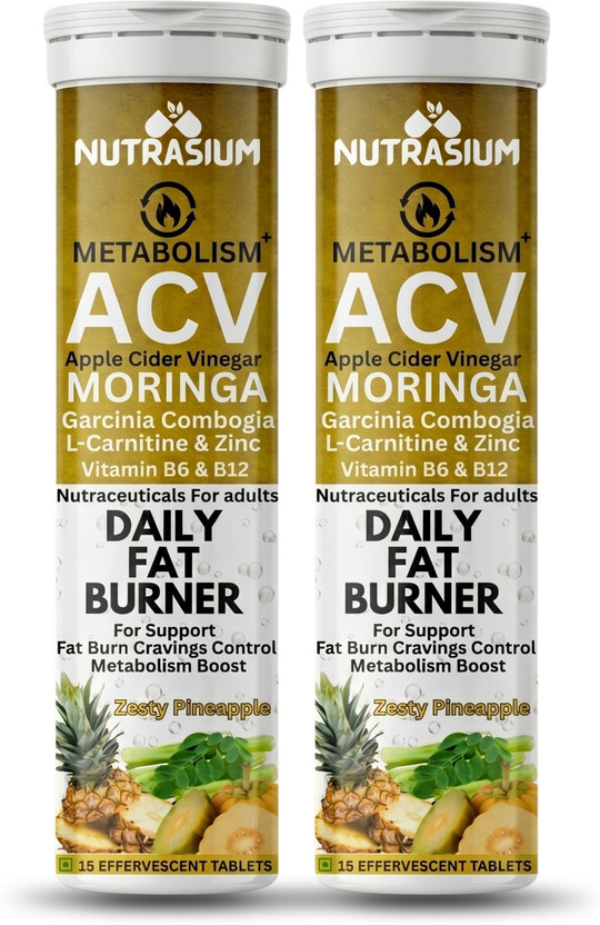 NUTRASIUM Daily Fat Burner, L-Carnitine, ACV, Garcinia Combogia, Turn Fat Into Energy(2 x 15 Tablets)