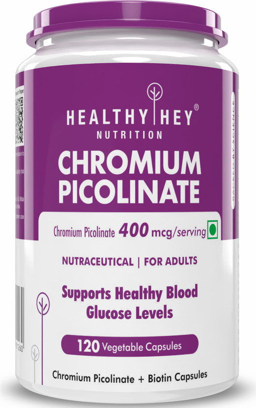 HealthyHey Nutrition Chromium Picolinate 400mcg - 120 Capsules(120 No)