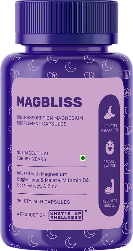 Flipkart What's Up Wellness MagBliss Magnesium Capsules | Support Deep Sleep & Muscle Recovery |(60 Capsules) - Flipkart Deal