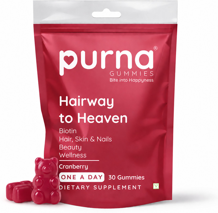 Purna Gummies Biotin Cranberry Flavour Gummy for Hair, Nails, & Skin, 1 daily(30 No)