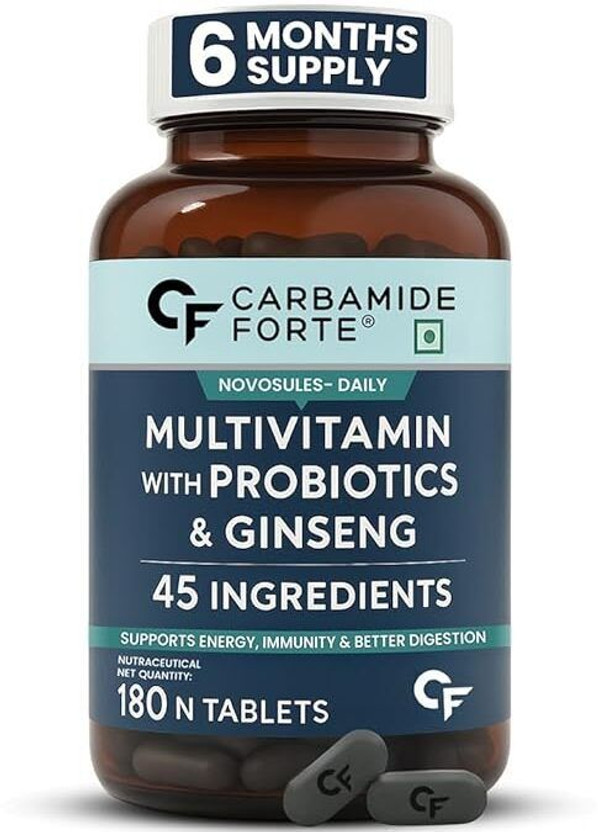 CARBAMIDE FORTE Multivitamin for Men & Women with Probiotics | Multivitamin Tablets(180 Tablets)