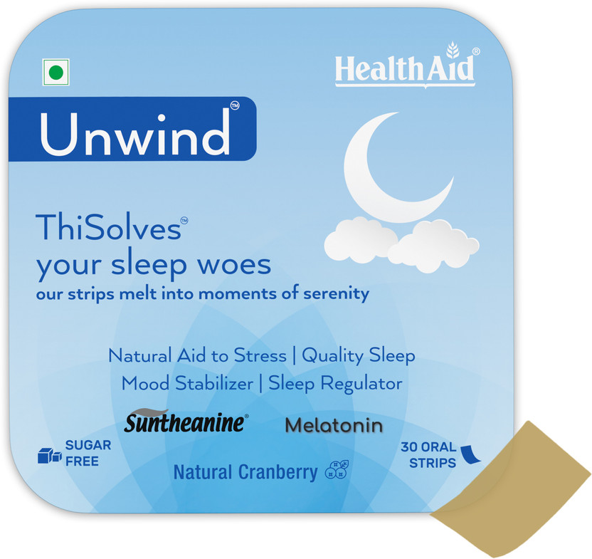HealthAid Unwind Oral Strips | Support Relaxation, Calm Mind & Restful Sleep(30 No)