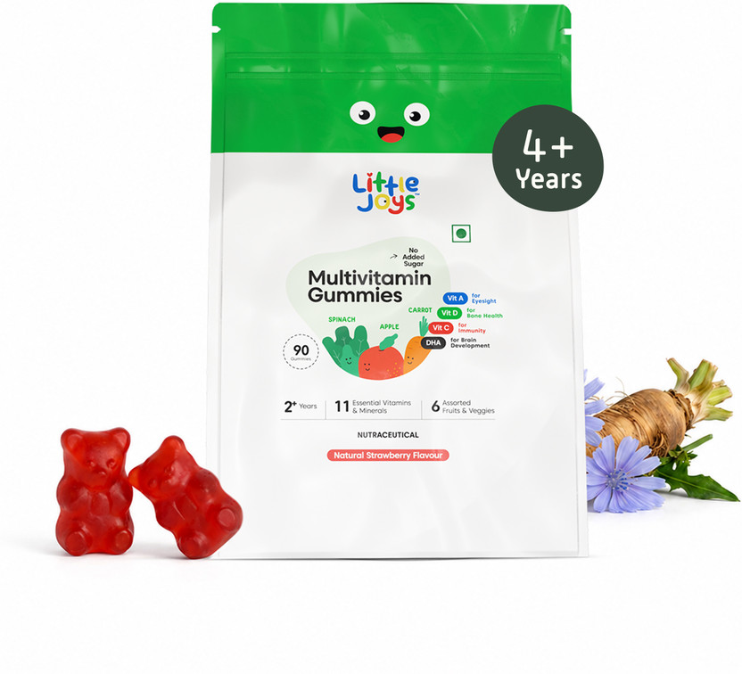 Little Joys Multivitamin Gummies for Kids 4-6 years | Strawberry Flavor(90 No)