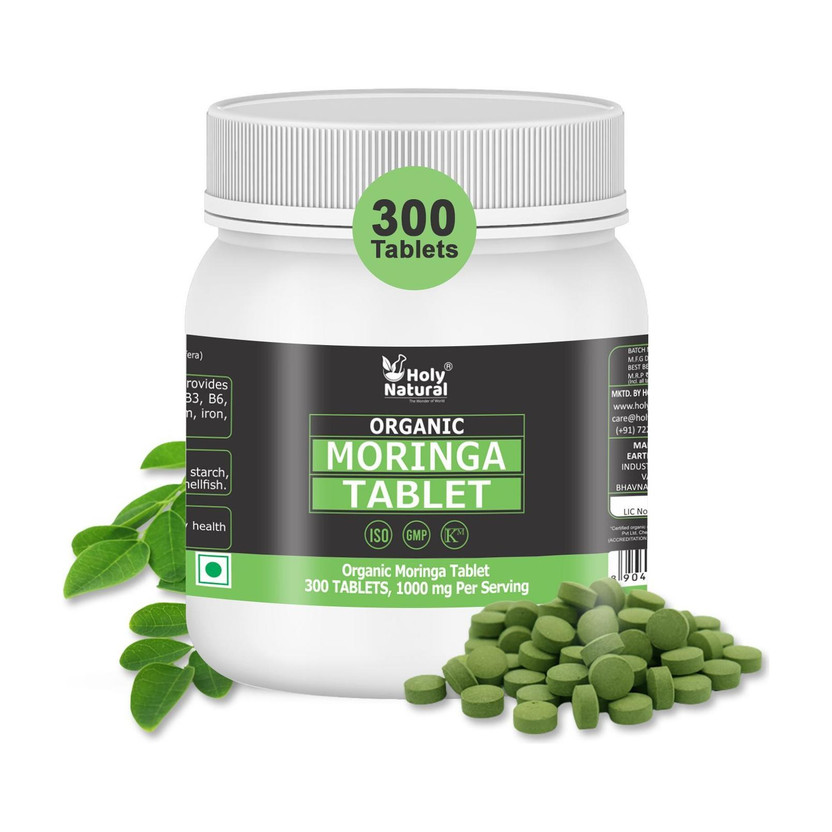 Holy Natural Organic Moringa Tablet – 500mg Per Serving, 300 Tablet(300 Tablets)