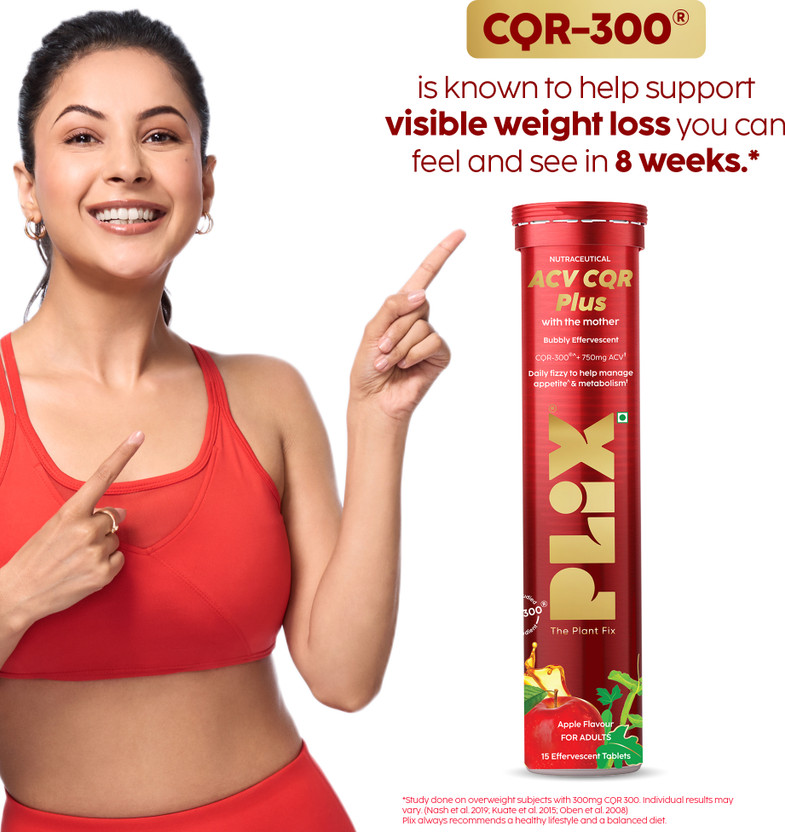 The Plant Fix Plix ACV CQR Plus Effervescent | Fat Reduction & Metabolism Support(15 Tablets)