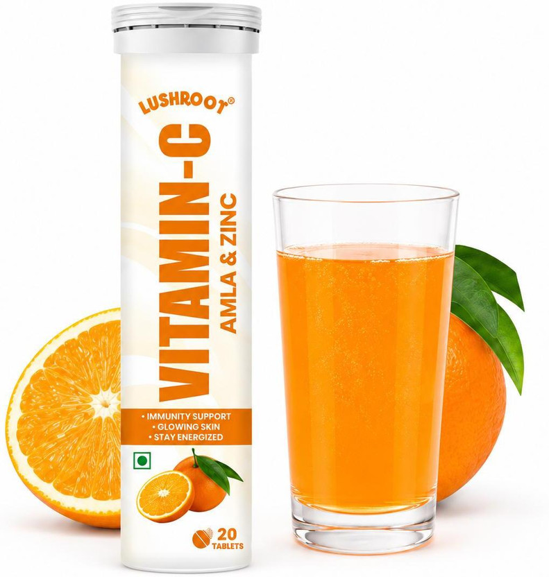 Lushroot Lushroot Vitamin C 500mg, Sugar-free Antioxidant & Immunity Support, Skin Glow Supplement(20 Tablets) - Flipkart Deal