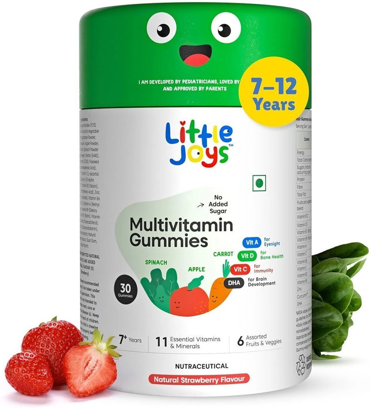 Little Joys Multivitamin Gummies for Kids 7-12 years | Strawberry Flavor | Boosts Immunity(30 No)