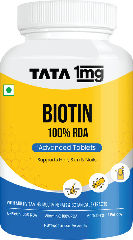 TATA 1mg Biotin + Advanced Tablet helps Support Strong Hair, Skin And Nails(60 x 1 Tablets)