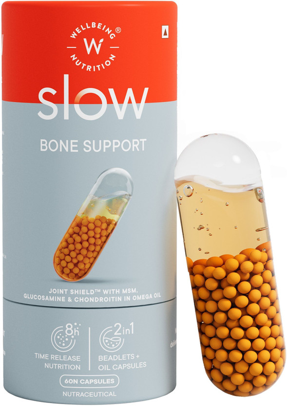Wellbeing Nutrition Slow Bone Support for Men & Women | Bone and Joint Vitamin Supplements(60 Capsules)