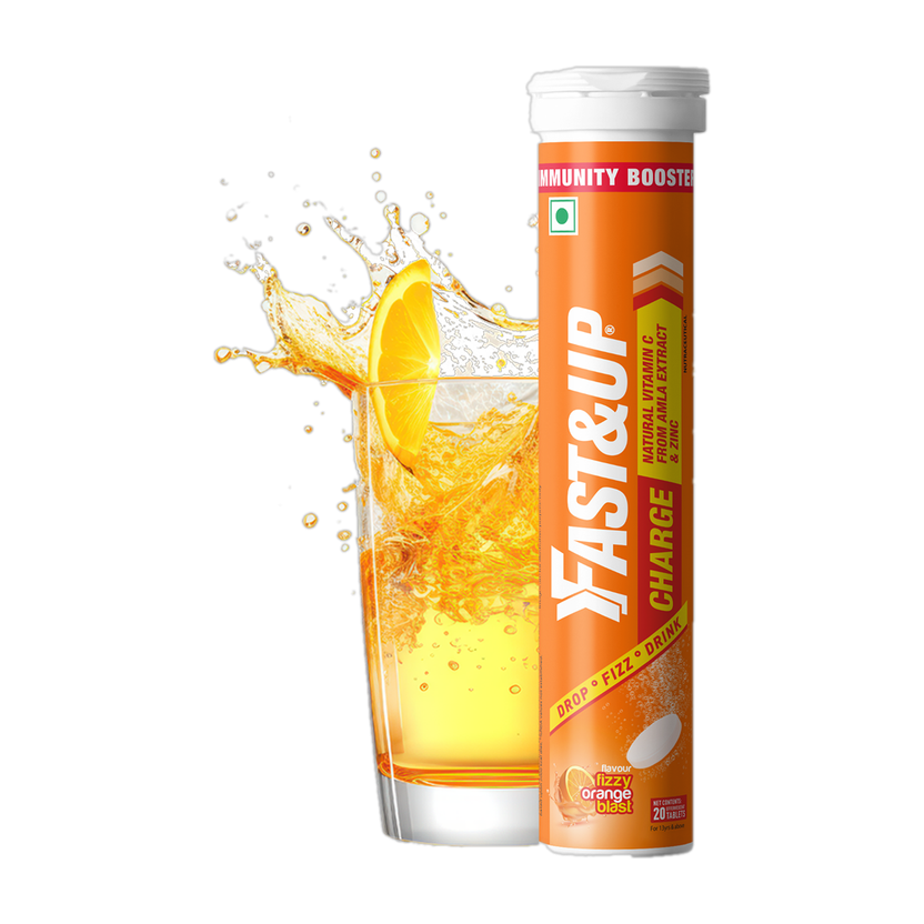 FAST&UP Charge Vitamin C Tablet - 1000mg Natural Amla Extract with 10mg Zinc (Orange)(20 Tablets)