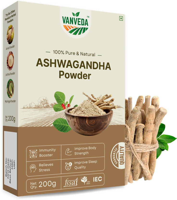 Vanveda Ashwagandha Powder | Herbal Supplement | Immunity Booster(200 g)