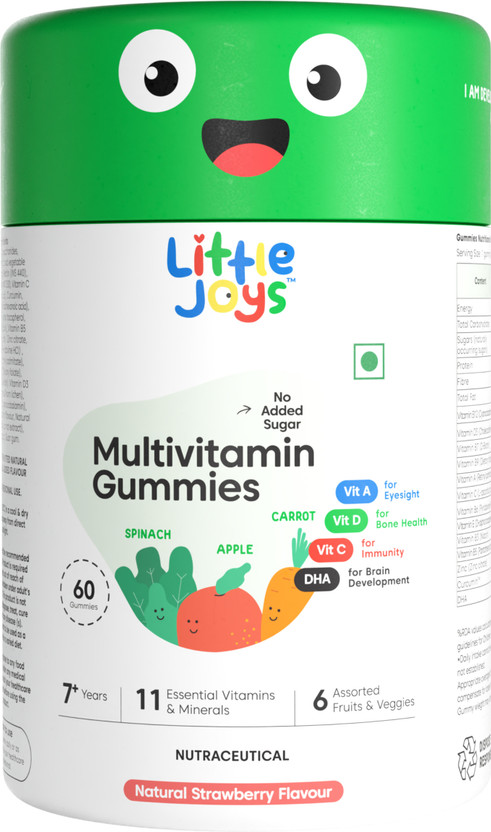 Little Joys Multivitamin Gummies for Kids 7-12 years | Strawberry Flavor | Boosts Immunity(60 No)