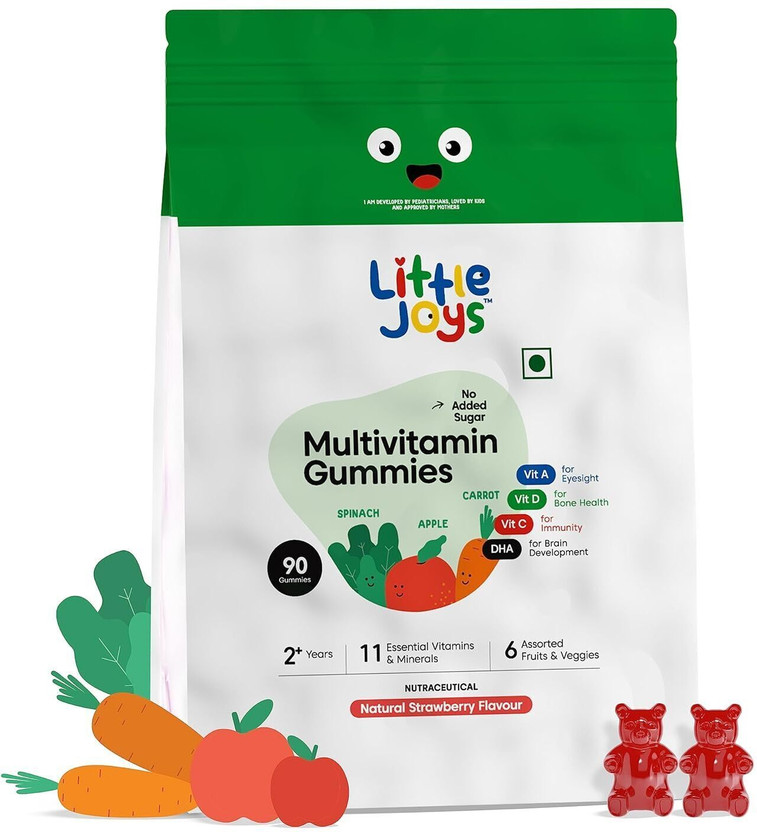 Little Joys Multivitamin Gummies for Kids 2-6 years | Strawberry Flavor | Boosts Immunity(90 No)