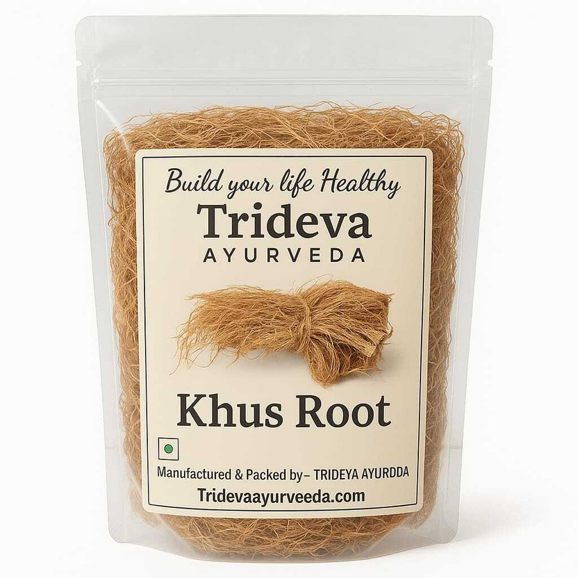 TRIDEVA AYURVEDA Khus Root – Natural Vetiver Roots for Cooling, Aromatherapy & Detox(50 g)