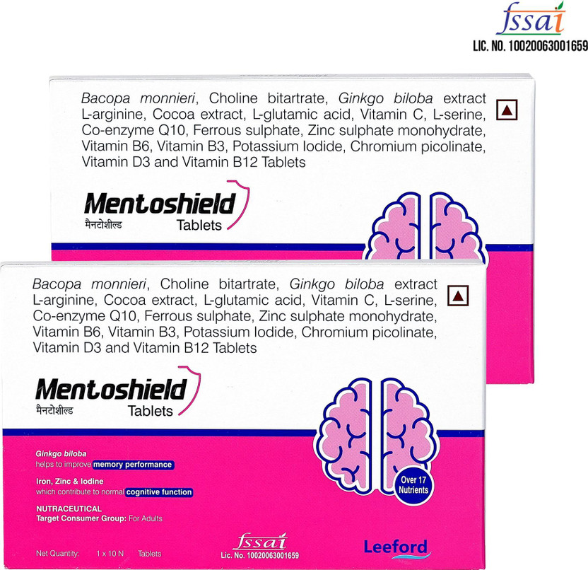 Leeford Brain Memory & Cognitive Function Support Tablets with 17+ Nutrients for Adults(2 x 10 Tablets)