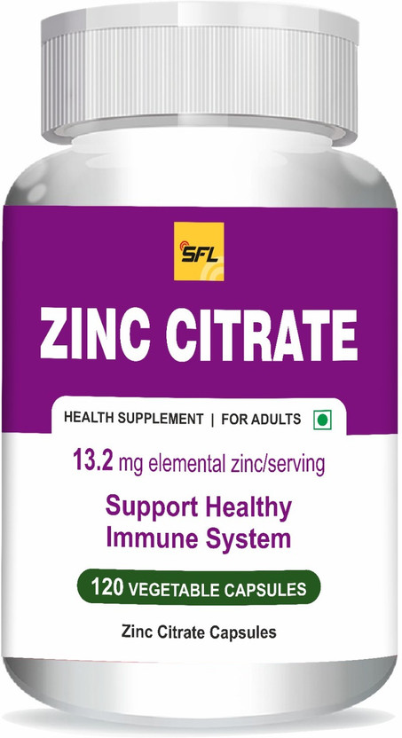 SFL Zinc Citrate Capsules - 13.2mg Elemental Zinc for Immune Support - 120 Veg Caps(120 Capsules)