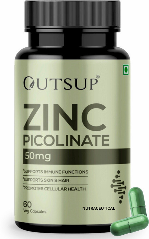 OUTSUP Zinc Picolinate 50 mg | Chelated Zinc Supplement for Men & Women(60 Capsules)