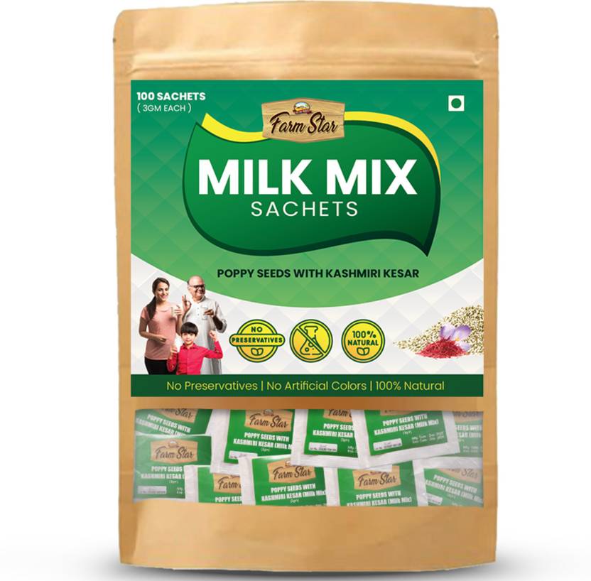 farm star Poppy Seeds (KhusKhus) with Kashmiri KesarMilk Mix Sachets