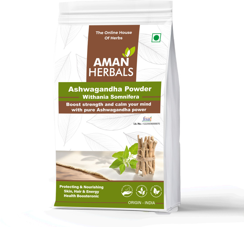 Aman Herbals Ashwagandha Powder | Pure & Natural | For Immunity, Stress & Energy(200 g)