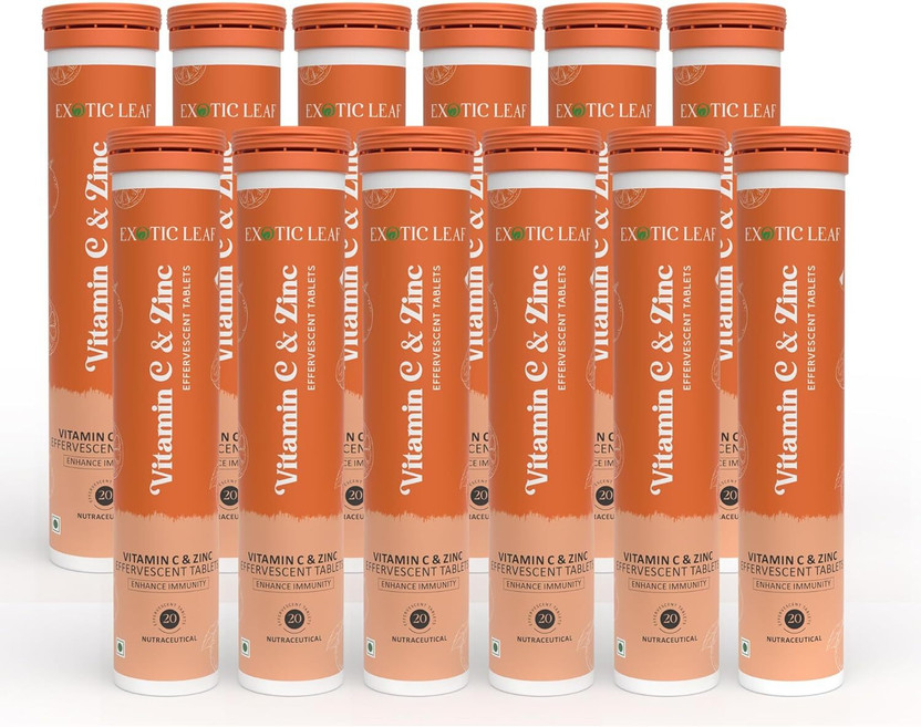 EXOTIC EXOTIC LEAF Vitamin C and Zinc Immunity Booster 240 Effervescent Tablets Enriched and zinc(12 x 20 No) - Flipkart Deal