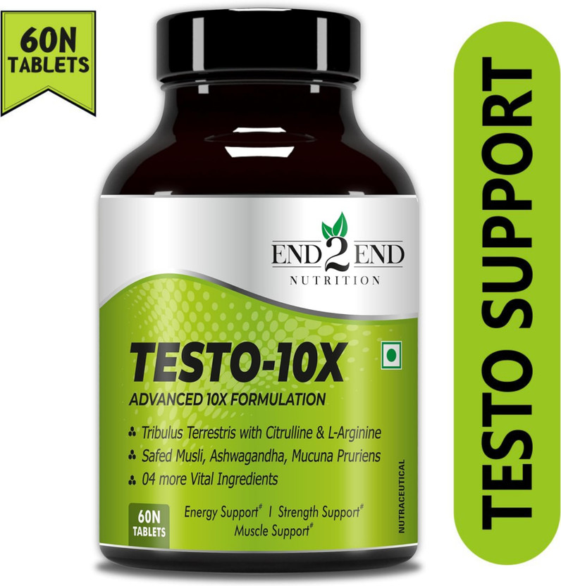 End2End Nutrition Testo-10X Testosterone Booster for Men, Natural Supplement for Strength, Stamina(60 No)