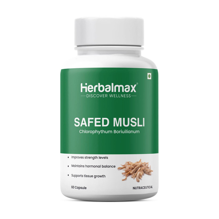 Herbal max Safed Musli Extract Capsule for Strength, Immunity & Stamina 800mg- 60 Capsule(800 mg)