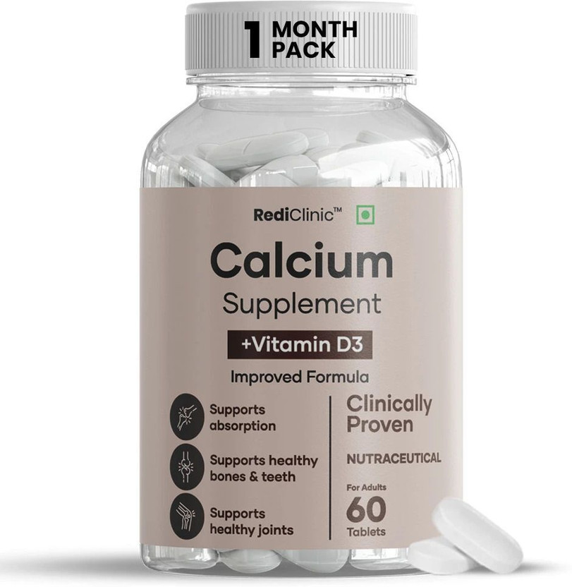 RediClinic Calcium & Vitamin D3 Tablets | For Bone Health & Joint Support(60 Tablets)