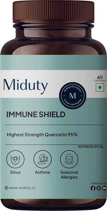 Miduty Miduty Immune Shield - Vit C - Zinc - Quercetin - Immunity Booster - Antioxidant(60 Capsules) - Flipkart Deal