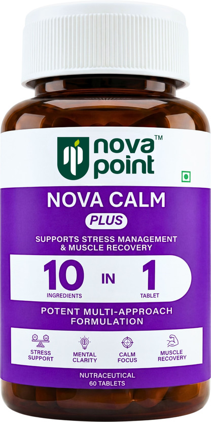 NovaPoint Advanced Stress Relief with Ashwagandha, Brahmi, L-Theanine & Magnesium(60 Tablets)